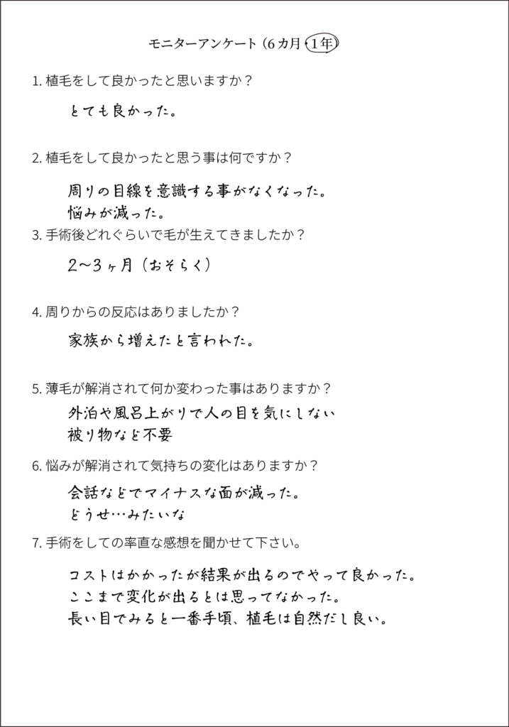 患者様の声 一例